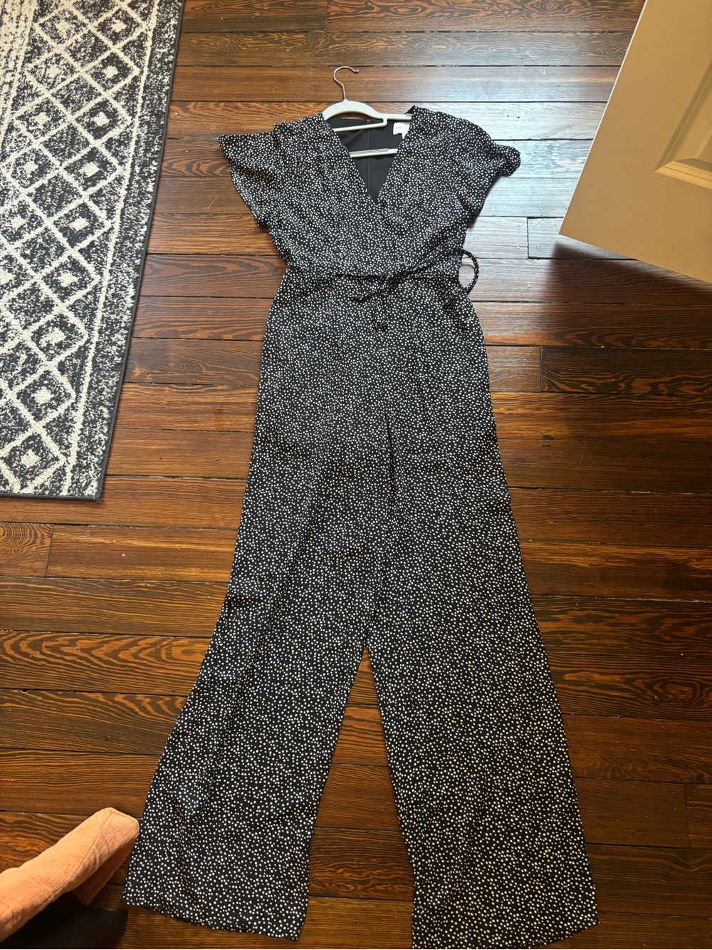 Black Polka Dot Wrap Jumpsuit - Women